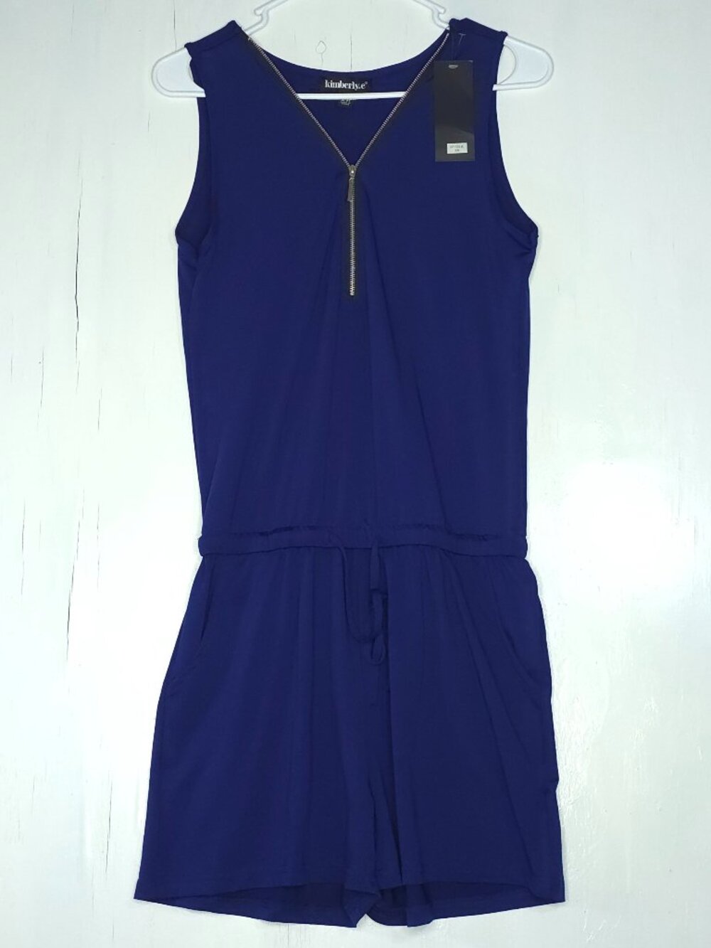 Kimberly C. Navy Blue Tie Waist Sleeveless Romper Women S Playsuit